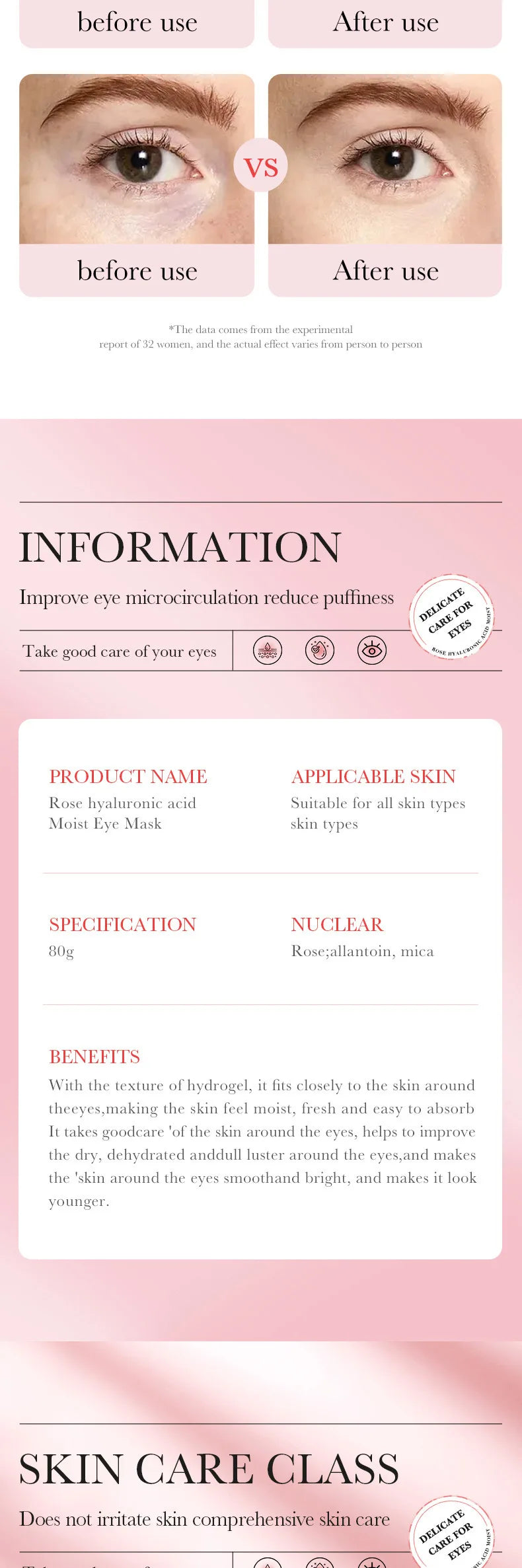 Rose Hyaluronic Eye Mask
